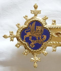 Brass Gothic Processional Crucifix